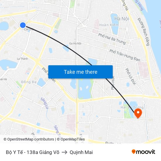 Bộ Y Tế - 138a Giảng Võ to Quỳnh Mai map