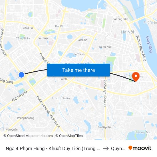 Ngã 4 Phạm Hùng - Khuất Duy Tiến (Trung Tâm Hội Nghị Quốc Gia) to Quỳnh Mai map