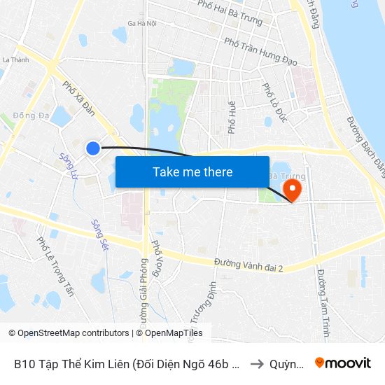 B10 Tập Thể Kim Liên (Đối Diện Ngõ 46b Phạm Ngọc Thạch) to Quỳnh Mai map