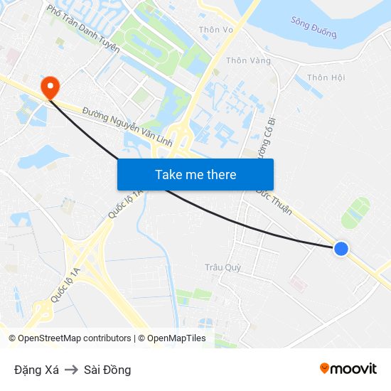 Đặng Xá to Sài Đồng map