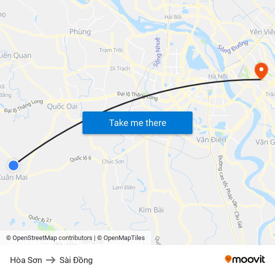 Hòa Sơn to Sài Đồng map