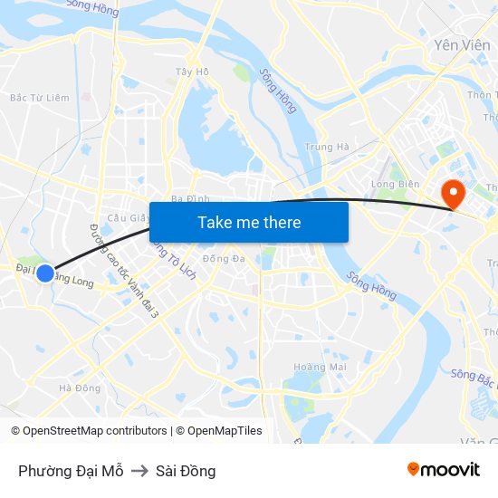 Phường Đại Mỗ to Sài Đồng map