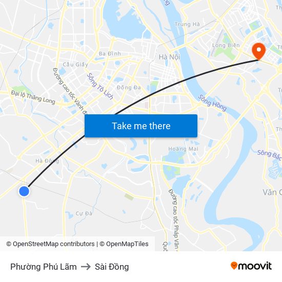 Phường Phú Lãm to Sài Đồng map