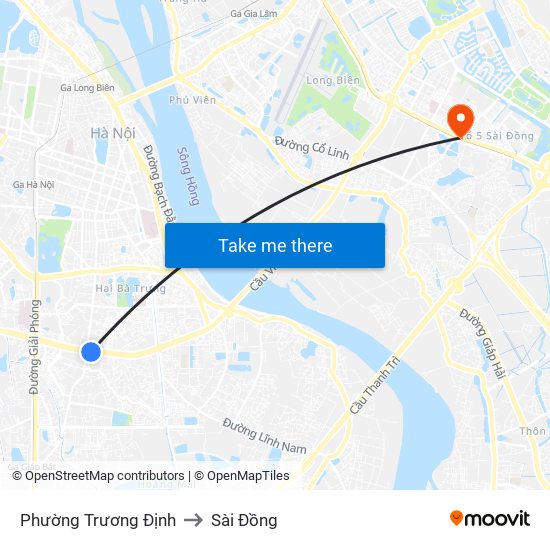 Phường Trương Định to Sài Đồng map