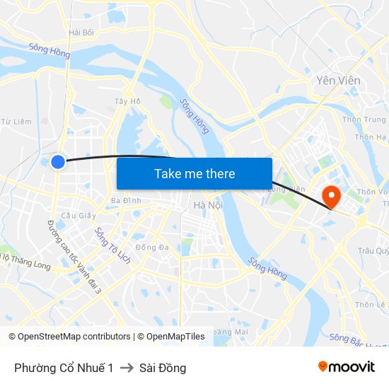 Phường Cổ Nhuế 1 to Sài Đồng map