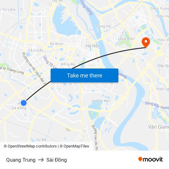 Quang Trung to Sài Đồng map