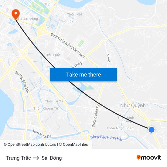 Trưng Trắc to Sài Đồng map