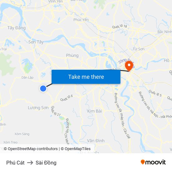 Phú Cát to Sài Đồng map