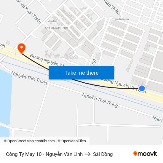 Công Ty May 10 - Nguyễn Văn Linh to Sài Đồng map