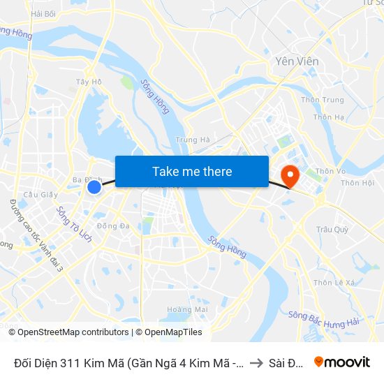 Đối Diện 311 Kim Mã (Gần Ngã 4 Kim Mã - Vạn Bảo) to Sài Đồng map