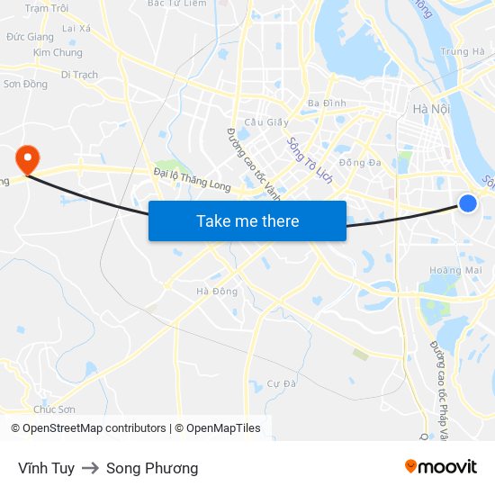 Vĩnh Tuy to Song Phương map