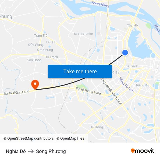 Nghĩa Đô to Song Phương map