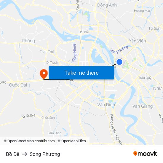 Bồ Đề to Song Phương map