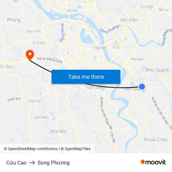 Cửu Cao to Song Phương map