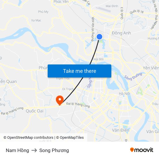 Nam Hồng to Song Phương map