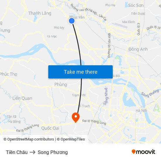 Tiền Châu to Song Phương map