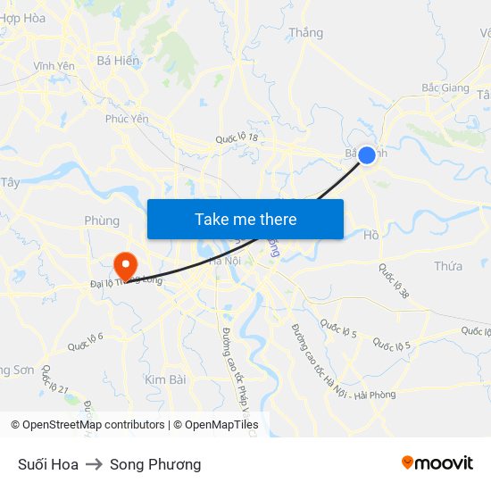 Suối Hoa to Song Phương map