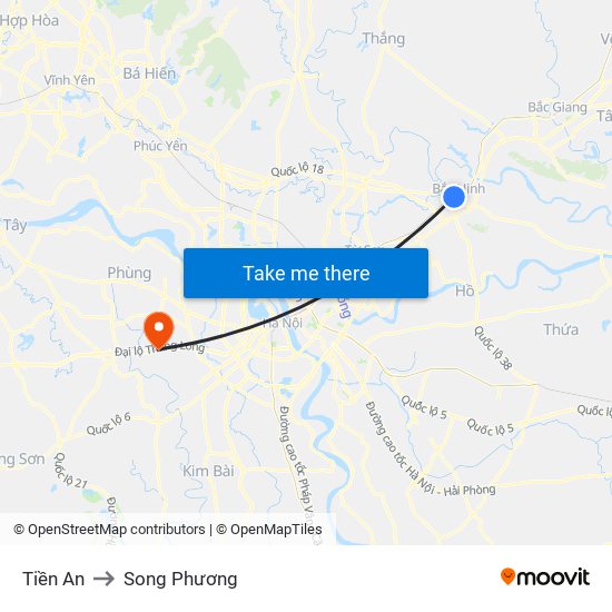 Tiền An to Song Phương map