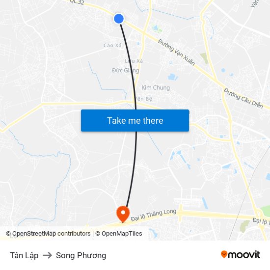 Tân Lập to Song Phương map