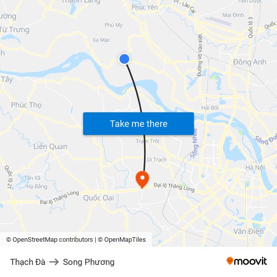 Thạch Đà to Song Phương map