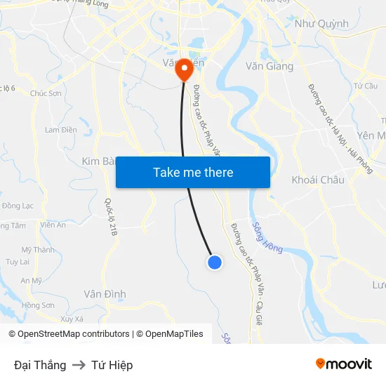 Đại Thắng to Tứ Hiệp map