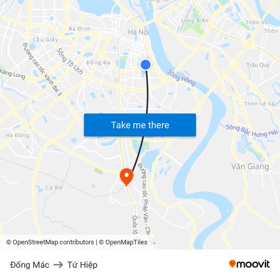 Đống Mác to Tứ Hiệp map