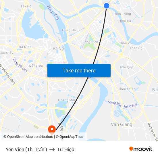 Yên Viên (Thị Trấn ) to Tứ Hiệp map