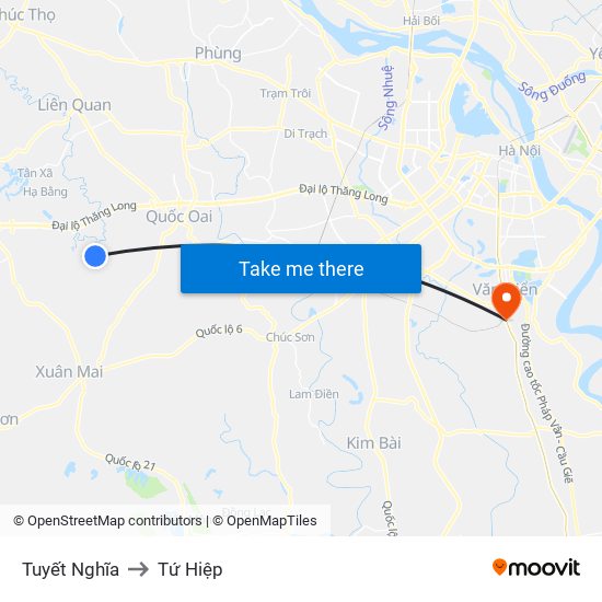 Tuyết Nghĩa to Tứ Hiệp map