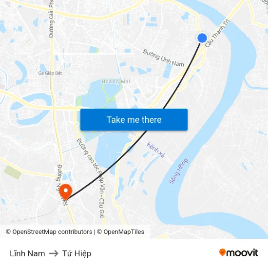Lĩnh Nam to Tứ Hiệp map