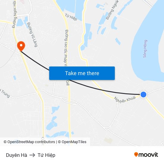 Duyên Hà to Tứ Hiệp map