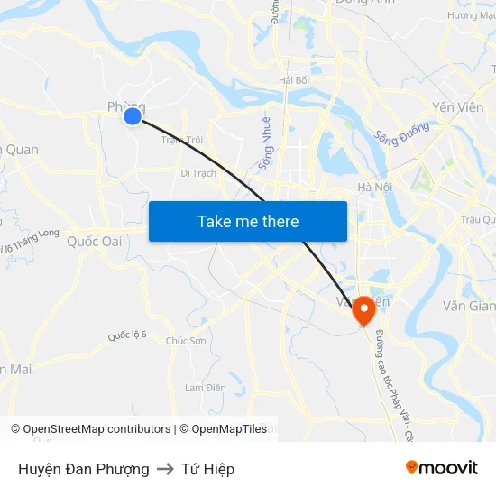 Huyện Đan Phượng to Tứ Hiệp map