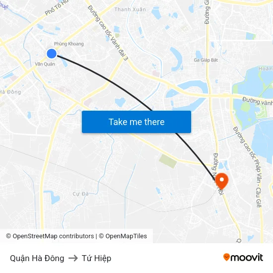 Quận Hà Đông to Tứ Hiệp map