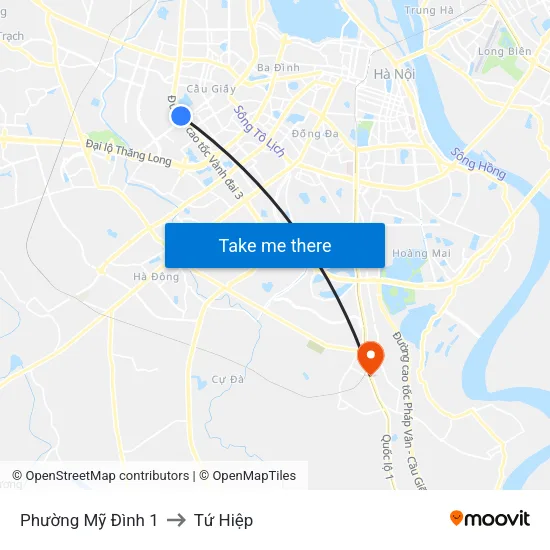 Phường Mỹ Đình 1 to Tứ Hiệp map