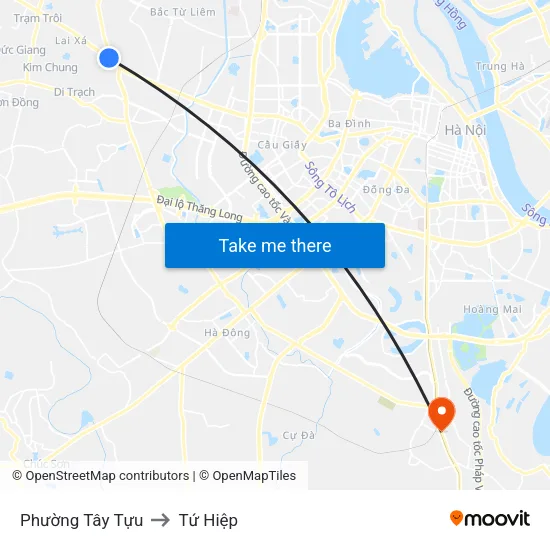 Phường Tây Tựu to Tứ Hiệp map