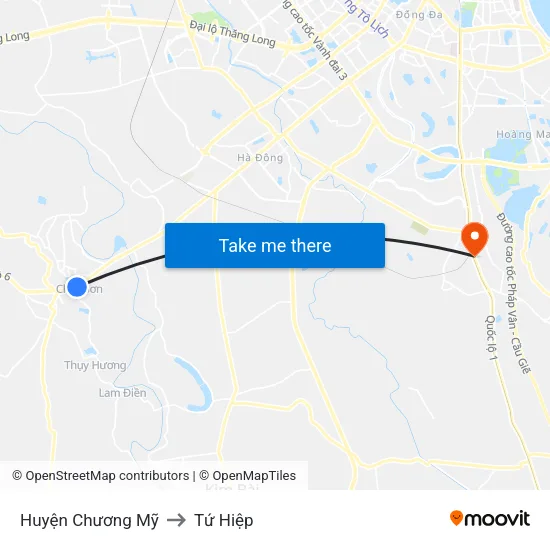 Huyện Chương Mỹ to Tứ Hiệp map