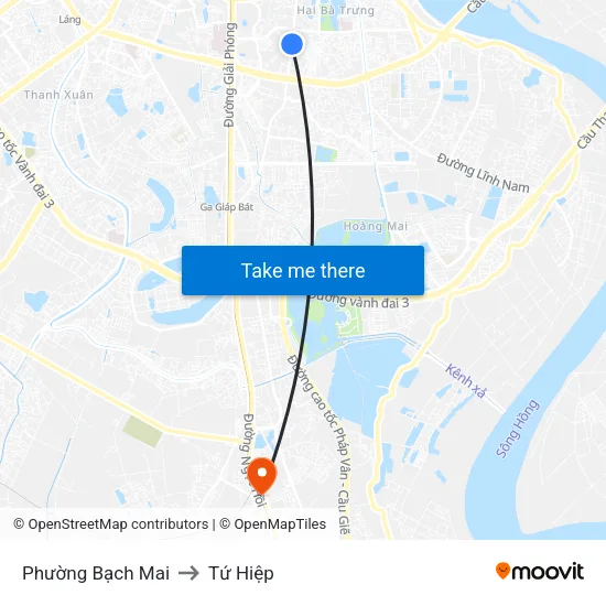 Phường Bạch Mai to Tứ Hiệp map