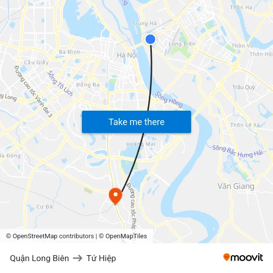 Quận Long Biên to Tứ Hiệp map