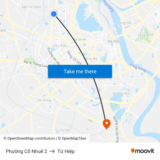 Phường Cổ Nhuế 2 to Tứ Hiệp map