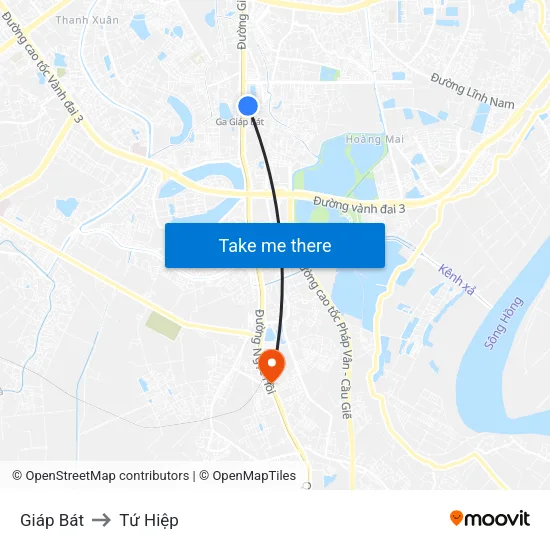 Giáp Bát to Tứ Hiệp map
