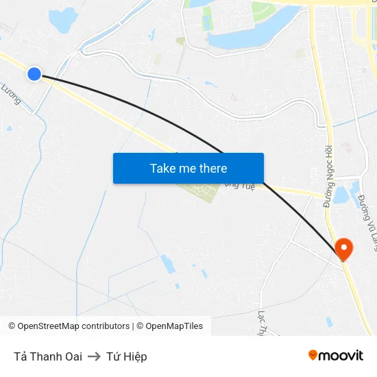 Tả Thanh Oai to Tứ Hiệp map