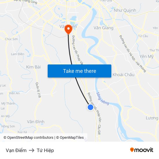 Vạn Điểm to Tứ Hiệp map