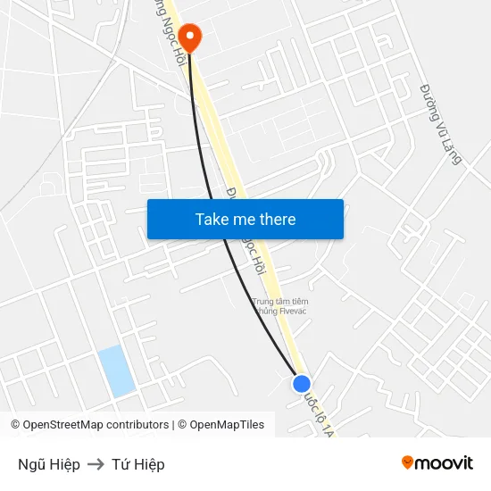 Ngũ Hiệp to Tứ Hiệp map