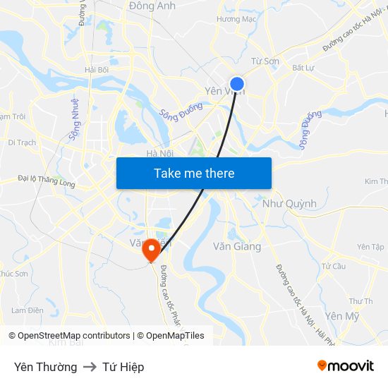 Yên Thường to Tứ Hiệp map