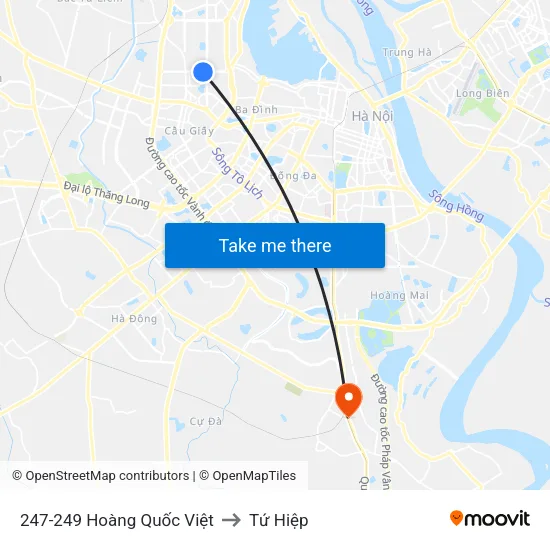247-249 Hoàng Quốc Việt to Tứ Hiệp map