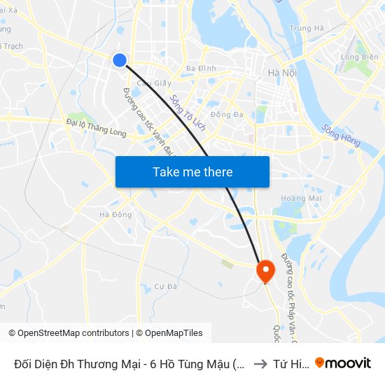 Đối Diện Đh Thương Mại - 6 Hồ Tùng Mậu (Cột Sau) to Tứ Hiệp map