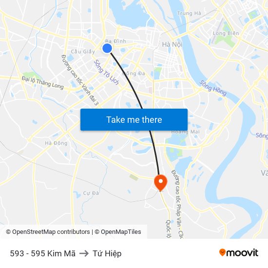 593 - 595 Kim Mã to Tứ Hiệp map