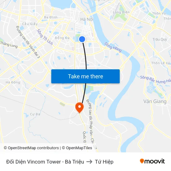Đối Diện Vincom Tower - Bà Triệu to Tứ Hiệp map