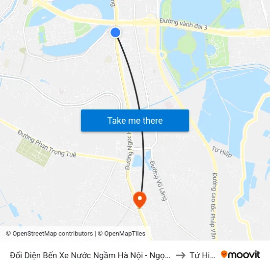 Đối Diện Bến Xe Nước Ngầm Hà Nội - Ngọc Hồi to Tứ Hiệp map