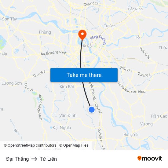 Đại Thắng to Tứ Liên map