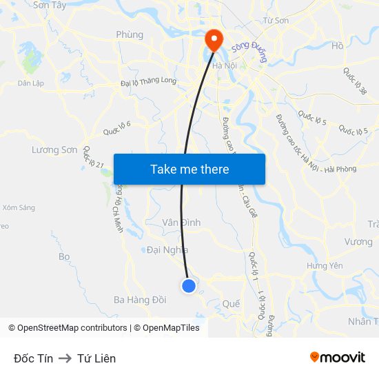 Đốc Tín to Tứ Liên map